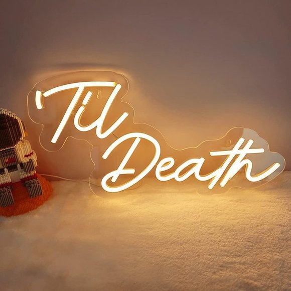 Til’ Death Neon White LED Light Birthday Party Graduation Teenager Bedroom Decor - Picture 3 of 5